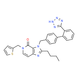 ChemSpider 2D Image | 2-Butyl-3-{[2'-(2H-tetrazol-5-yl)-4-biphenylyl]methyl}-5-(2-thienylmethyl)-3,5-dihydro-4H-imidazo[4,5-c]pyridin-4-one | C29H27N7OS