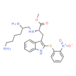 ChemSpider 2D Image | Methyl N-[(2S)-2,6-diaminohexyl]-2-[(2-nitrophenyl)sulfanyl]-L-tryptophanate | C24H31N5O4S