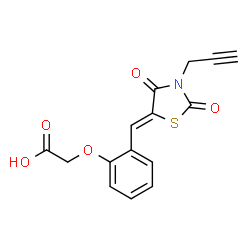 ChemSpider 2D Image | (2-{(Z)-[2,4-Dioxo-3-(2-propyn-1-yl)-1,3-thiazolidin-5-ylidene]methyl}phenoxy)acetic acid | C15H11NO5S