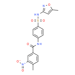 ChemSpider 2D Image | 4-Methyl-N-{4-[(5-methyl-1,2-oxazol-3-yl)sulfamoyl]phenyl}-3-nitrobenzamide | C18H16N4O6S