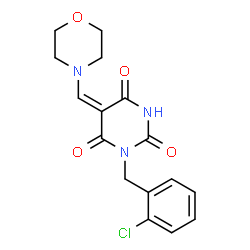 ChemSpider 2D Image | (5E)-1-(2-Chlorobenzyl)-5-(4-morpholinylmethylene)-2,4,6(1H,3H,5H)-pyrimidinetrione | C16H16ClN3O4