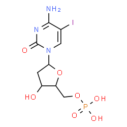 ChemSpider 2D Image | 4-Amino-1-(2-deoxy-5-O-phosphonopentofuranosyl)-5-iodo-2(1H)-pyrimidinone | C9H13IN3O7P