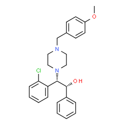 ChemSpider 2D Image | (1R,2S)-2-(2-Chlorophenyl)-2-[4-(4-methoxybenzyl)-1-piperazinyl]-1-phenylethanol | C26H29ClN2O2