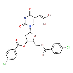 ChemSpider 2D Image | 3',5'-Bis-O-(4-chlorobenzoyl)-2'-deoxy-5-(2,2-dibromovinyl)uridine | C25H18Br2Cl2N2O7