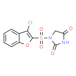 ChemSpider 2D Image | 1-[(3-Chloro-1-benzofuran-2-yl)sulfonyl]-2,4-imidazolidinedione | C11H7ClN2O5S