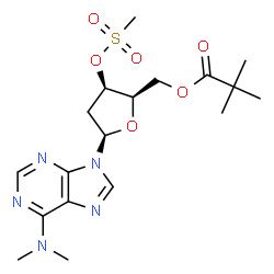 ChemSpider 2D Image | 9-[2-Deoxy-5-O-(2,2-dimethylpropanoyl)-3-O-(methylsulfonyl)-beta-D-threo-pentofuranosyl]-N,N-dimethyl-9H-purin-6-amine | C18H27N5O6S