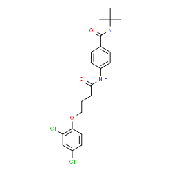 ChemSpider 2D Image | 4-{[4-(2,4-Dichlorophenoxy)butanoyl]amino}-N-(2-methyl-2-propanyl)benzamide | C21H24Cl2N2O3