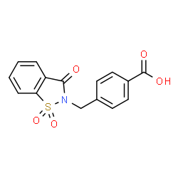 ChemSpider 2D Image | 4-[(1,1-Dioxido-3-oxo-1,2-benzothiazol-2(3H)-yl)methyl]benzoic acid | C15H11NO5S