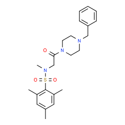 ChemSpider 2D Image | N-[2-(4-Benzyl-1-piperazinyl)-2-oxoethyl]-N,2,4,6-tetramethylbenzenesulfonamide | C23H31N3O3S