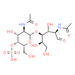 ChemSpider 2D Image | 2-Acetamido-4-O-(2-acetamido-2-deoxy-4-O-sulfo-beta-D-galactopyranosyl)-2-deoxy-D-glucose | C16H28N2O14S