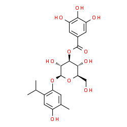 ChemSpider 2D Image | 4-Hydroxy-2-isopropyl-5-methylphenyl 3-O-(3,4,5-trihydroxybenzoyl)-beta-D-glucopyranoside | C23H28O11