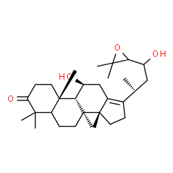 ChemSpider 2D Image | (5xi,8alpha,9beta,11beta,14beta,20R)-11,23-Dihydroxy-24,25-epoxydammar-13(17)-en-3-one | C30H48O4