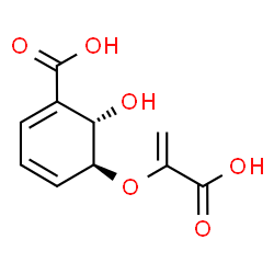 ChemSpider 2D Image | (5S,6S)-5-[(1-Carboxyvinyl)oxy]-6-hydroxy-1,3-cyclohexadiene-1-carboxylic acid | C10H10O6