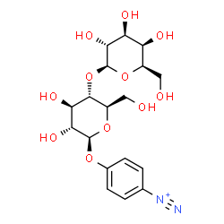 ChemSpider 2D Image | 4-{[4-O-(beta-D-Galactopyranosyl)-beta-D-glucopyranosyl]oxy}benzenediazonium | C18H25N2O11