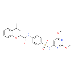 ChemSpider 2D Image | N-{4-[(2,6-Dimethoxy-4-pyrimidinyl)sulfamoyl]phenyl}-2-(2-isopropylphenoxy)acetamide | C23H26N4O6S
