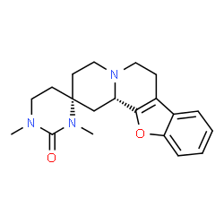 ChemSpider 2D Image | (2S,12bS)-1',3'-Dimethyl-1,3,4,5',6,6',7,12b-octahydro-1'H-spiro[1-benzofuro[2,3-a]quinolizine-2,4'-pyrimidin]-2'(3'H)-one | C20H25N3O2
