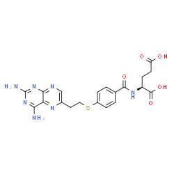 ChemSpider 2D Image | N-(4-{[2-(2,4-Diamino-6-pteridinyl)ethyl]sulfanyl}benzoyl)-L-glutamic acid | C20H21N7O5S