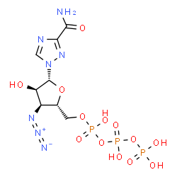 ChemSpider 2D Image | 1-[3-Azido-3-deoxy-5-O-(hydroxy{[hydroxy(phosphonooxy)phosphoryl]oxy}phosphoryl)-beta-D-ribofuranosyl]-1H-1,2,4-triazole-3-carboxamide | C8H14N7O13P3