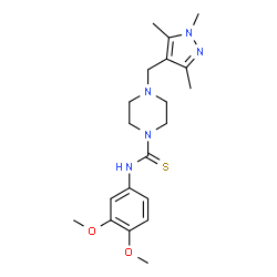 ChemSpider 2D Image | N-(3,4-Dimethoxyphenyl)-4-[(1,3,5-trimethyl-1H-pyrazol-4-yl)methyl]-1-piperazinecarbothioamide | C20H29N5O2S
