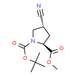 ChemSpider 2D Image | 1-tert-Butyl 2-methyl (2S,4R)-4-cyanopyrrolidine-1,2-dicarboxylate | C12H18N2O4