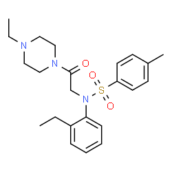 ChemSpider 2D Image | N-(2-Ethylphenyl)-N-[2-(4-ethyl-1-piperazinyl)-2-oxoethyl]-4-methylbenzenesulfonamide | C23H31N3O3S