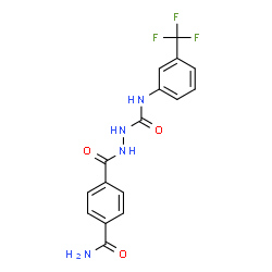 ChemSpider 2D Image | 2-(4-Carbamoylbenzoyl)-N-[3-(trifluoromethyl)phenyl]hydrazinecarboxamide | C16H13F3N4O3