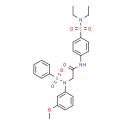 ChemSpider 2D Image | N-[4-(Diethylsulfamoyl)phenyl]-N~2~-(3-methoxyphenyl)-N~2~-(phenylsulfonyl)glycinamide | C25H29N3O6S2