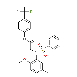 ChemSpider 2D Image | N~2~-(2-Methoxy-5-methylphenyl)-N~2~-(phenylsulfonyl)-N-[4-(trifluoromethyl)phenyl]glycinamide | C23H21F3N2O4S