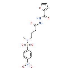 ChemSpider 2D Image | N-{4-[2-(2-Furoyl)hydrazino]-4-oxobutyl}-N-methyl-4-nitrobenzenesulfonamide | C16H18N4O7S