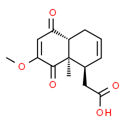 ChemSpider 2D Image | [(1R,4aR,8aR)-7-Methoxy-8a-methyl-5,8-dioxo-1,4,4a,5,8,8a-hexahydro-1-naphthalenyl]acetic acid | C14H16O5