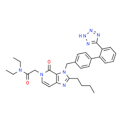 ChemSpider 2D Image | 2-(2-Butyl-4-oxo-3-{[2'-(2H-tetrazol-5-yl)-4-biphenylyl]methyl}-3,4-dihydro-5H-imidazo[4,5-c]pyridin-5-yl)-N,N-diethylacetamide | C30H34N8O2