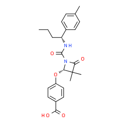 ChemSpider 2D Image | 4-{[(2S)-3,3-Dimethyl-1-{[(1R)-1-(4-methylphenyl)butyl]carbamoyl}-4-oxo-2-azetidinyl]oxy}benzoic acid | C24H28N2O5