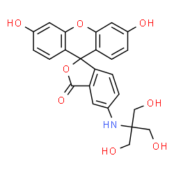 ChemSpider 2D Image | 5-{[1,3-Dihydroxy-2-(hydroxymethyl)-2-propanyl]amino}-3',6'-dihydroxy-3H-spiro[2-benzofuran-1,9'-xanthen]-3-one | C24H21NO8