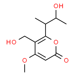 ChemSpider 2D Image | 6-(3-Hydroxy-2-butanyl)-5-(hydroxymethyl)-4-methoxy-2H-pyran-2-one | C11H16O5