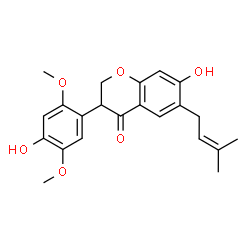ChemSpider 2D Image | 7-Hydroxy-3-(4-hydroxy-2,5-dimethoxyphenyl)-6-(3-methyl-2-buten-1-yl)-2,3-dihydro-4H-chromen-4-one | C22H24O6