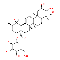 ChemSpider 2D Image | 1-O-[(2alpha,3beta)-2,3,19-Trihydroxy-23,28-dioxours-12-en-28-yl]-beta-D-glucopyranose | C36H56O11