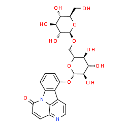 ChemSpider 2D Image | 6-Oxo-6H-indolo[3,2,1-de][1,5]naphthyridin-11-yl 6-O-beta-D-glucopyranosyl-beta-D-glucopyranoside | C26H28N2O12