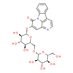ChemSpider 2D Image | 6-Oxo-6H-indolo[3,2,1-de][1,5]naphthyridin-5-yl 6-O-beta-D-glucopyranosyl-beta-D-glucopyranoside | C26H28N2O12