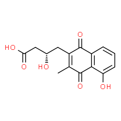 ChemSpider 2D Image | (3S)-3-Hydroxy-4-(5-hydroxy-3-methyl-1,4-dioxo-1,4-dihydro-2-naphthalenyl)butanoic acid | C15H14O6