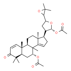 ChemSpider 2D Image | (5alpha,7alpha,8xi,13alpha,20S,21R)-21-Acetoxy-4,4,8-trimethyl-3-oxo-21,23:24,25-diepoxycholesta-1,14-dien-7-yl acetate | C34H48O7