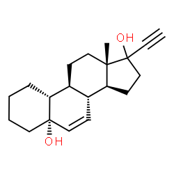 ChemSpider 2D Image | (5alpha,17xi)-19-Norpregn-6-en-20-yne-5,17-diol | C20H28O2