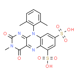 ChemSpider 2D Image | 10-(2,6-Dimethylphenyl)-3-methyl-2,4-dioxo-2,3,4,10-tetrahydrobenzo[g]pteridine-6,8-disulfonic acid | C19H16N4O8S2