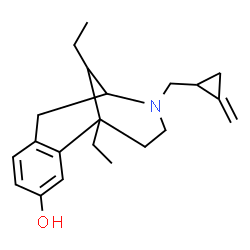 ChemSpider 2D Image | 1,13-Diethyl-10-[(2-methylenecyclopropyl)methyl]-10-azatricyclo[7.3.1.0~2,7~]trideca-2,4,6-trien-4-ol | C21H29NO