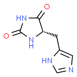 ChemSpider 2D Image | (5S)-5-(1H-Imidazol-5-ylmethyl)-2,4-imidazolidinedione | C7H8N4O2