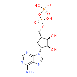 ChemSpider 2D Image | [(1R,2R,3S,4R)-4-(6-Amino-9H-purin-9-yl)-2,3-dihydroxycyclopentyl]methyl trihydrogen diphosphate | C11H17N5O9P2