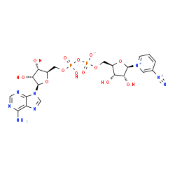 ChemSpider 2D Image | [[(2R,3S,4R,5R)-5-(6-aminopurin-9-yl)-3,4-dihydroxy-tetrahydrofuran-2-yl]methoxy-hydroxy-phosphoryl] [(2R,3S,4R,5R)-5-(3-diazoniopyridin-1-ium-1-yl)-3,4-dihydroxy-tetrahydrofuran-2-yl]methyl phosphate | C20H25N8O13P2