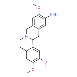 ChemSpider 2D Image | 11-amino-5,6,13,13a-tetrahydro-2,3,10-trimethoxy-8h-dibenzo(a,g)quinolizine | C20H24N2O3