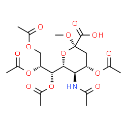 ChemSpider 2D Image | Methyl (6R)-5-acetamido-4-O-acetyl-3,5-dideoxy-6-[(1S,2R)-1,2,3-triacetoxypropyl]-beta-L-threo-hex-2-ulopyranosidonic acid | C20H29NO13