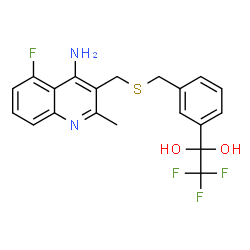 ChemSpider 2D Image | 1-[3-({[(4-AMINO-5-FLUORO-2-METHYLQUINOLIN-3-YL)METHYL]THIO}METHYL)PHENYL]-2,2,2-TRIFLUOROETHANE-1,1-DIOL | C20H18F4N2O2S