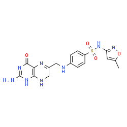 ChemSpider 2D Image | 4-{[(2-Amino-4-oxo-1,4,7,8-tetrahydro-6-pteridinyl)methyl]amino}-N-(5-methyl-1,2-oxazol-3-yl)benzenesulfonamide | C17H18N8O4S
